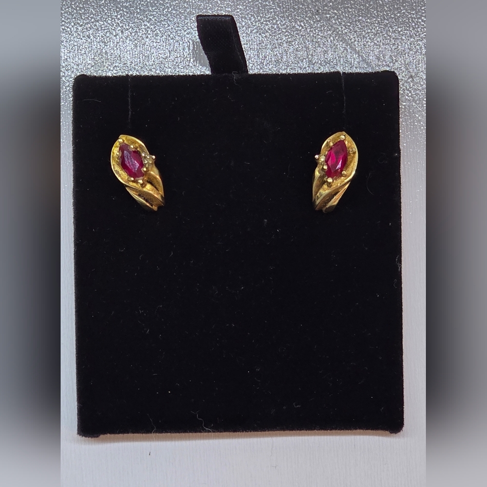 10k Ruby Earrings - image 1